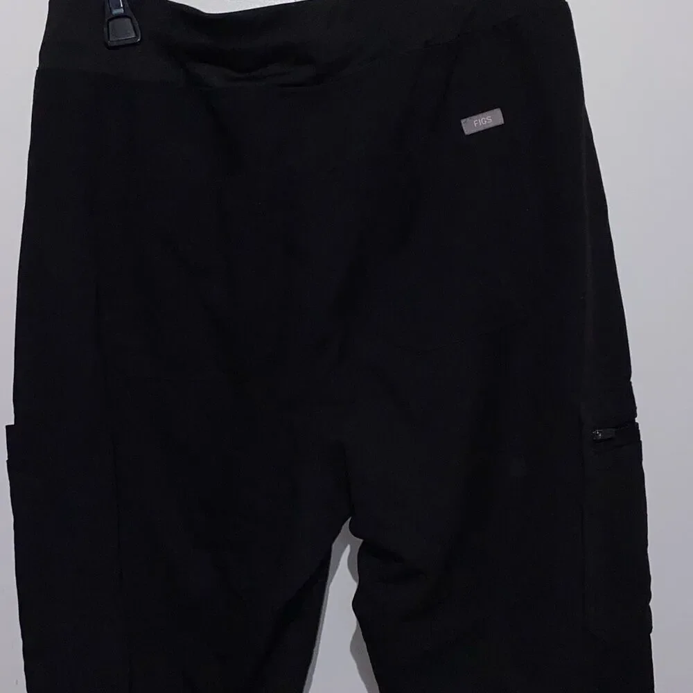 FIGS Men's Black Technical Medical Drawstring Cargo Stretch Scrub Pants‎ Large